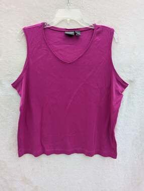 Additions by Chico's V-Neck Sleeveless Cotton Tank Top Fuchsia